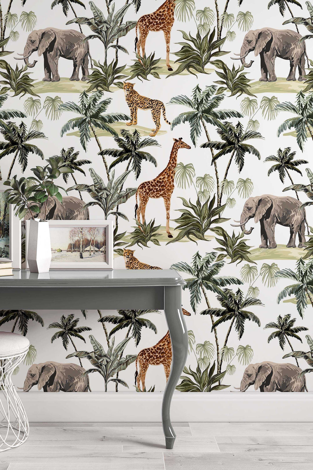 Safari - Fabric Peel & Stick Wallpaper - Removable Self Adhesive - Traditional wallpaper #3289