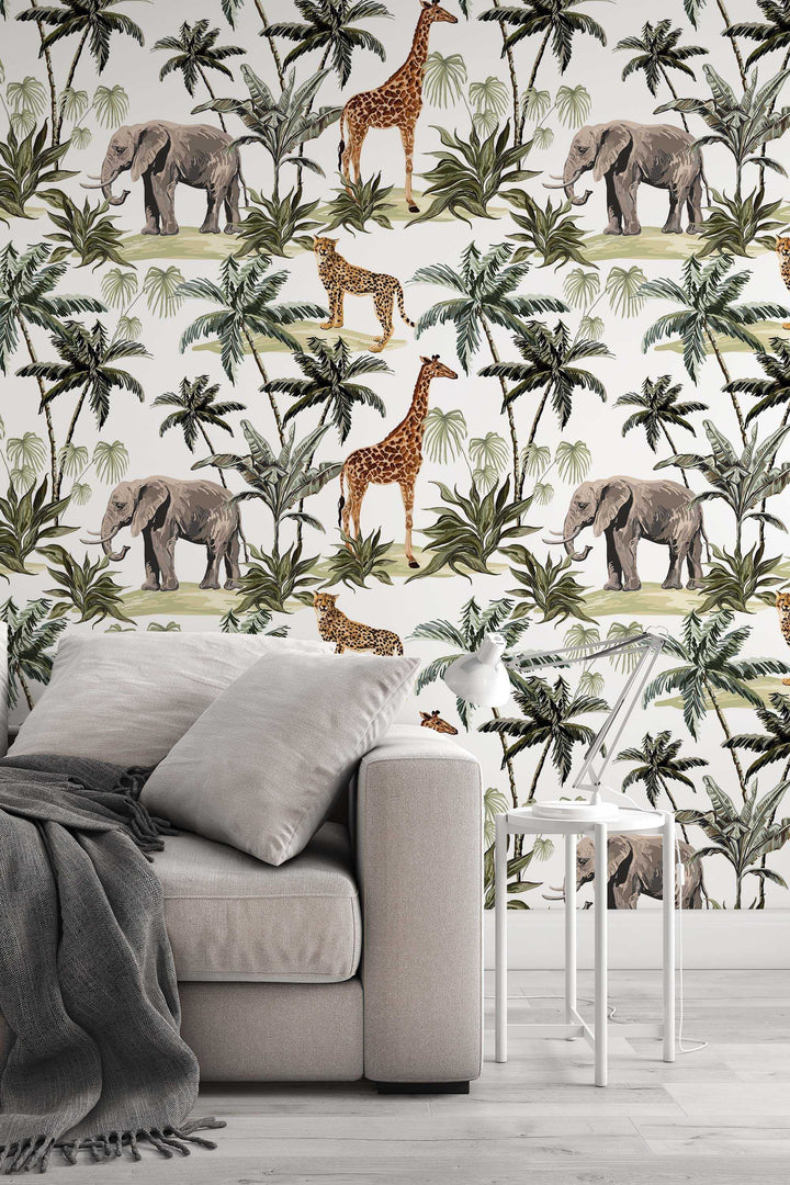 Safari - Fabric Peel & Stick Wallpaper - Removable Self Adhesive - Traditional wallpaper #3289