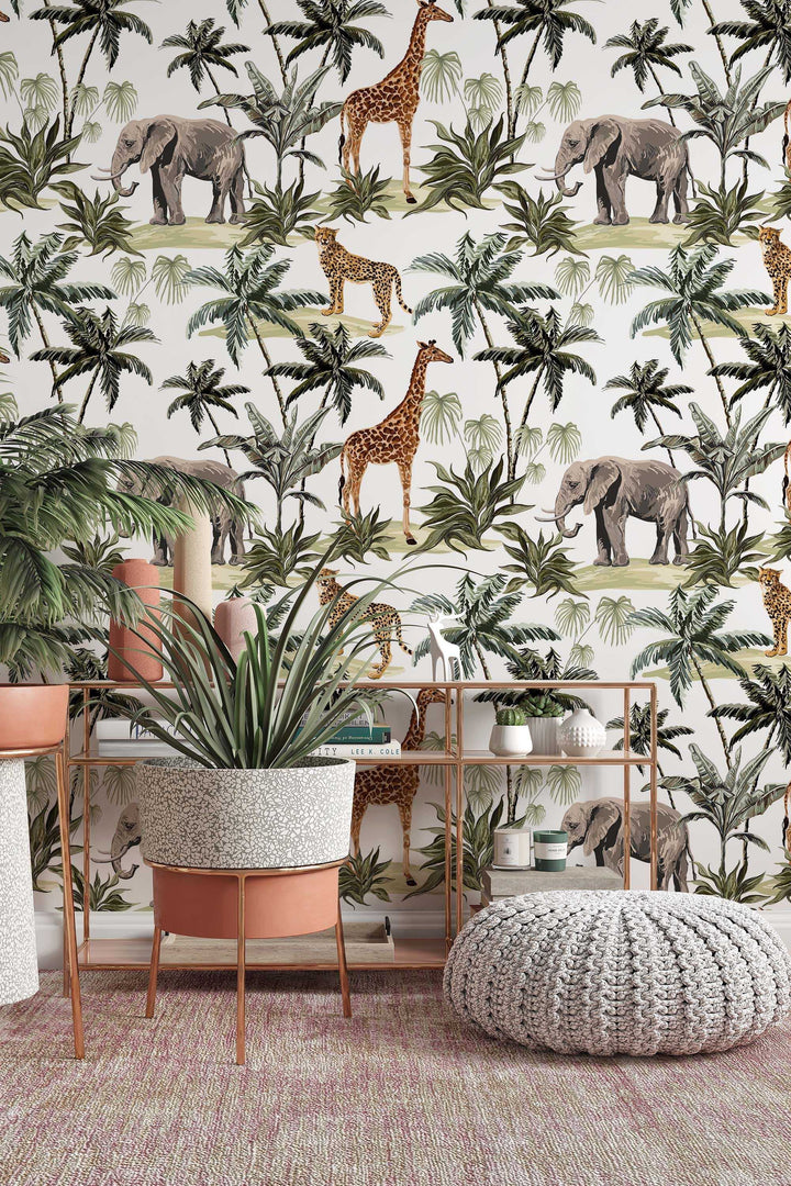 Safari - Fabric Peel & Stick Wallpaper - Removable Self Adhesive - Traditional wallpaper #3289