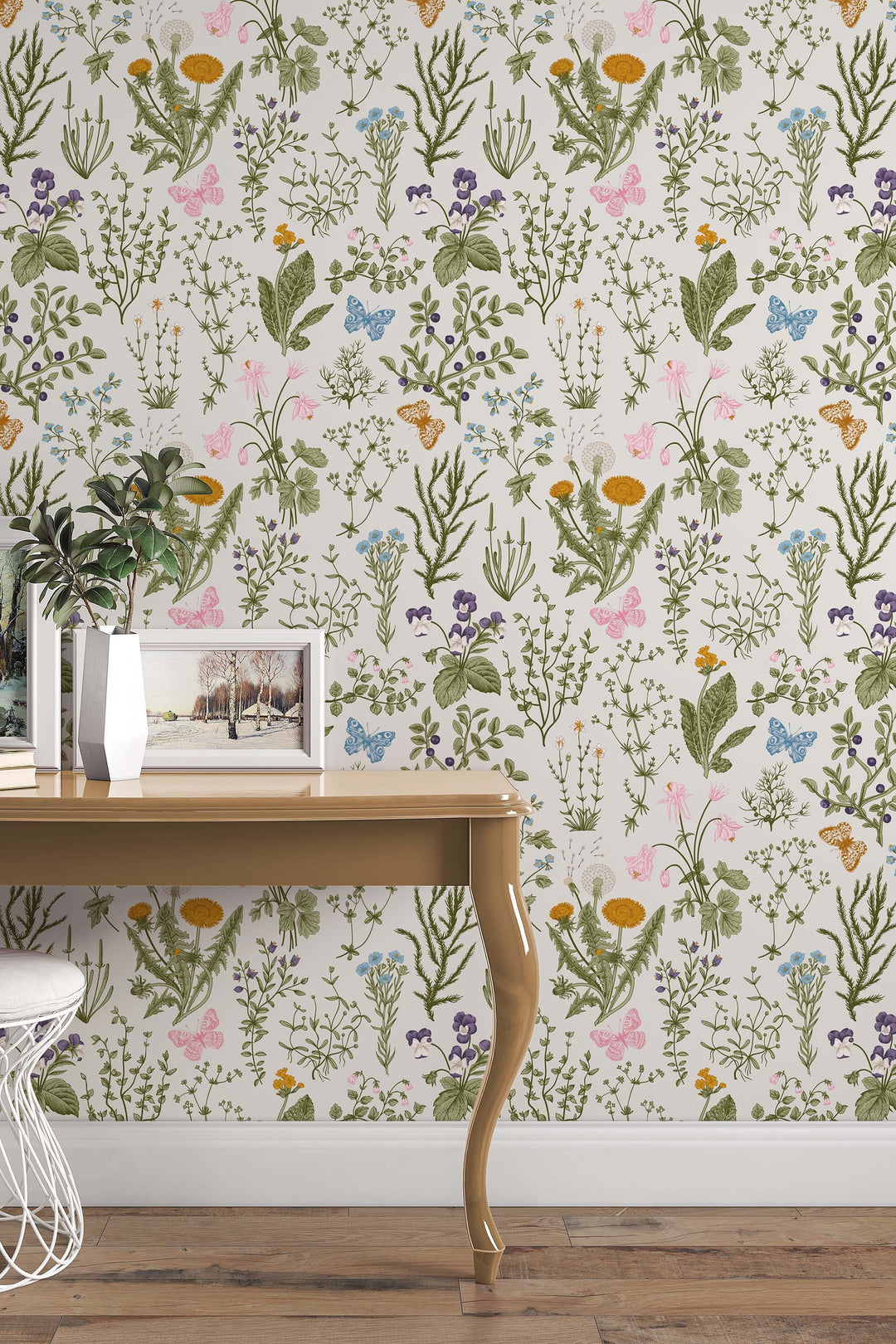 Forest flowers,  wall mural, peel and stick wallpaper, wall decor design#3291