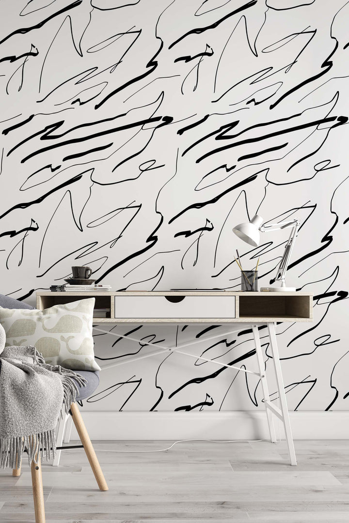 Best Abstract Lines Watercolor Self Adhesive Wallpaper #3274