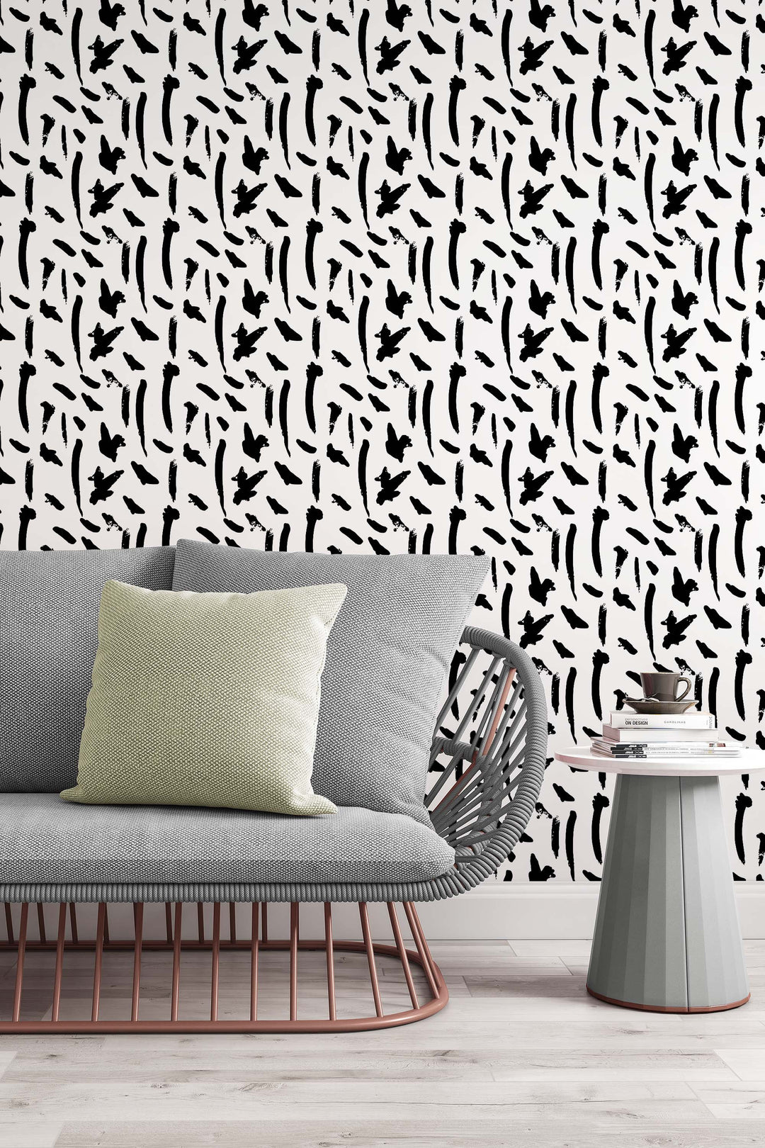 Abstract lines black and white Wall Decor Wallpaper #3279