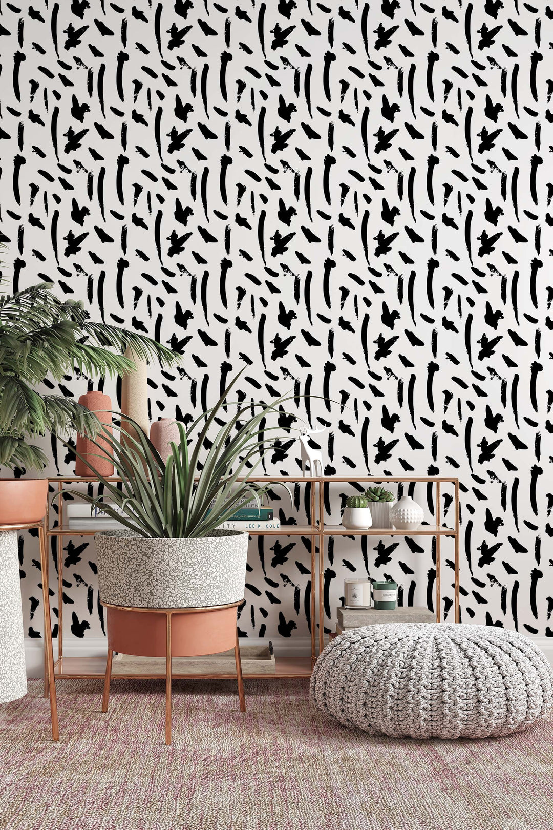 Abstract lines black and white Wall Decor Wallpaper #3279