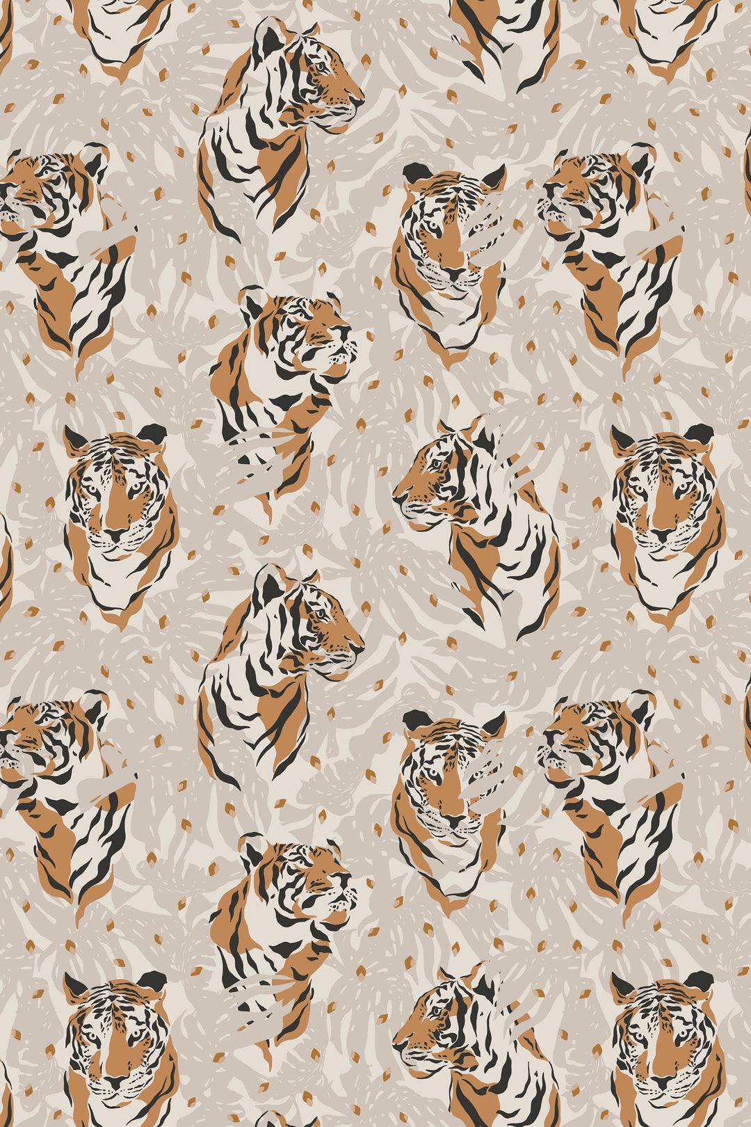 Tiger on the biege background - Peel & Stick Wallpaper - Removable Self Adhesive #3281