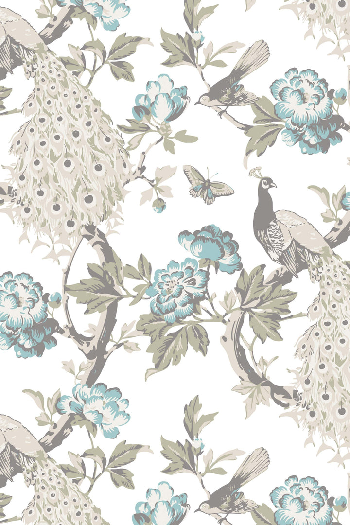 Peacock and flowers Wallcovering - Peel & Stick Wallpaper - Removable Self Adhesive Wallpaper Roll pattern wallpaper design#3286