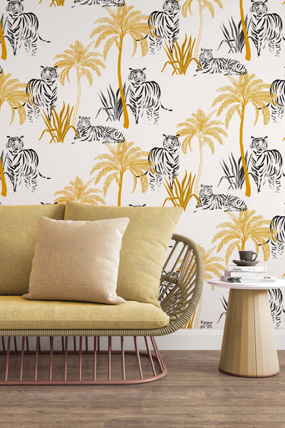 beige tropical wallpaper