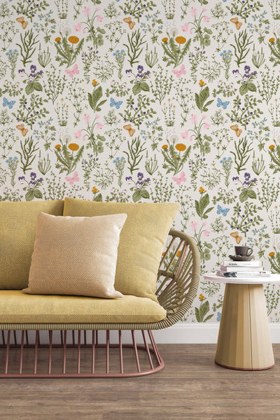 Forest flowers,  wall mural, peel and stick wallpaper, wall decor design#3291