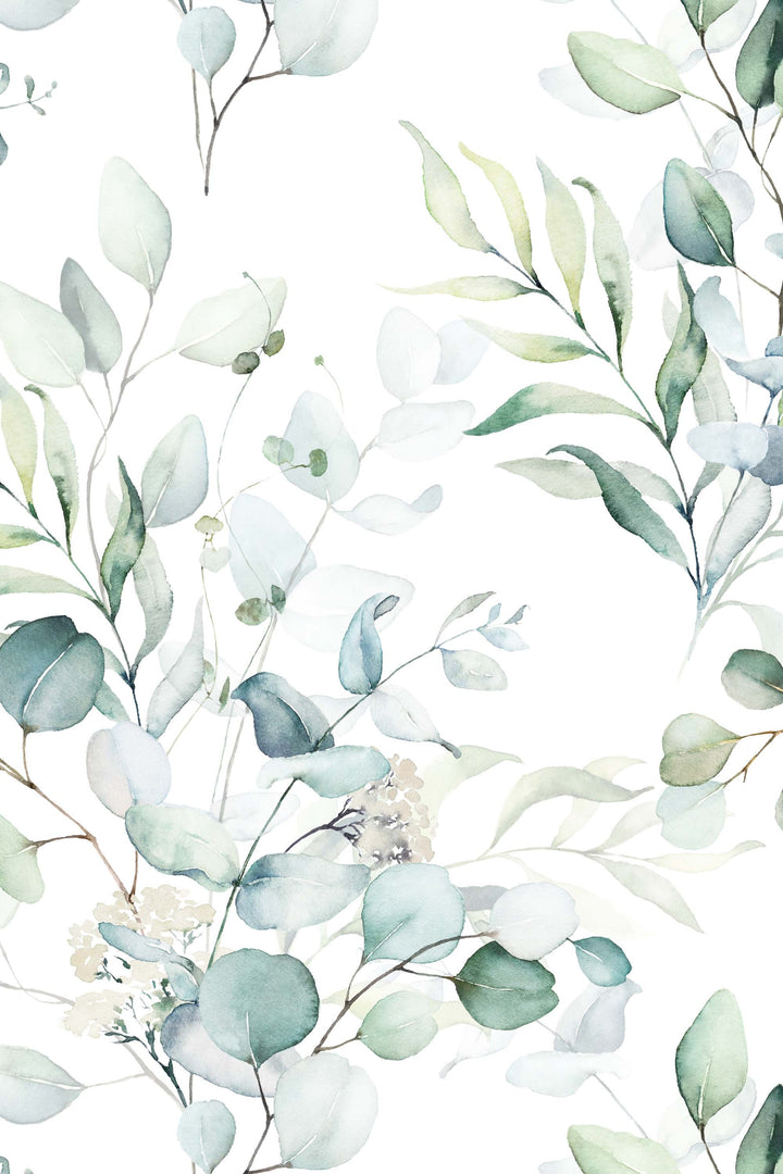 Eucalyptus leaves, botanical design, floral, boho, watercolor  - Peel and stick wallpaper, Removable , traditional wallpaper - #53307 /1040