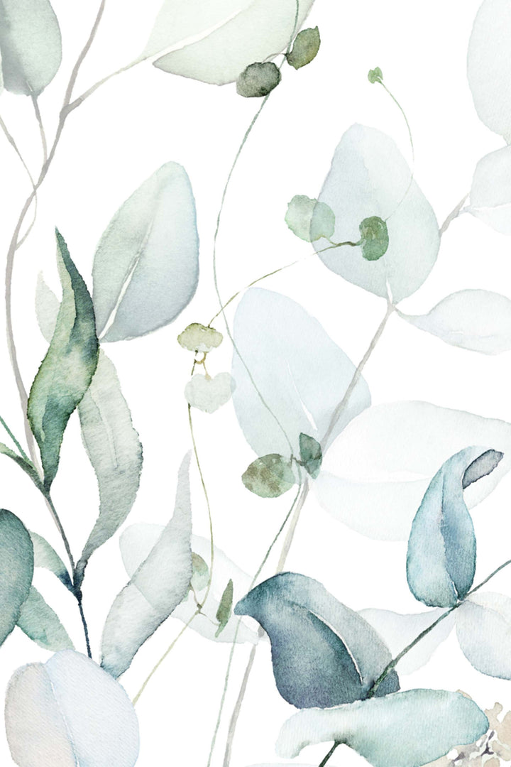 Eucalyptus leaves, botanical design, floral, boho, watercolor  - Peel and stick wallpaper, Removable , traditional wallpaper - #53307 /1040