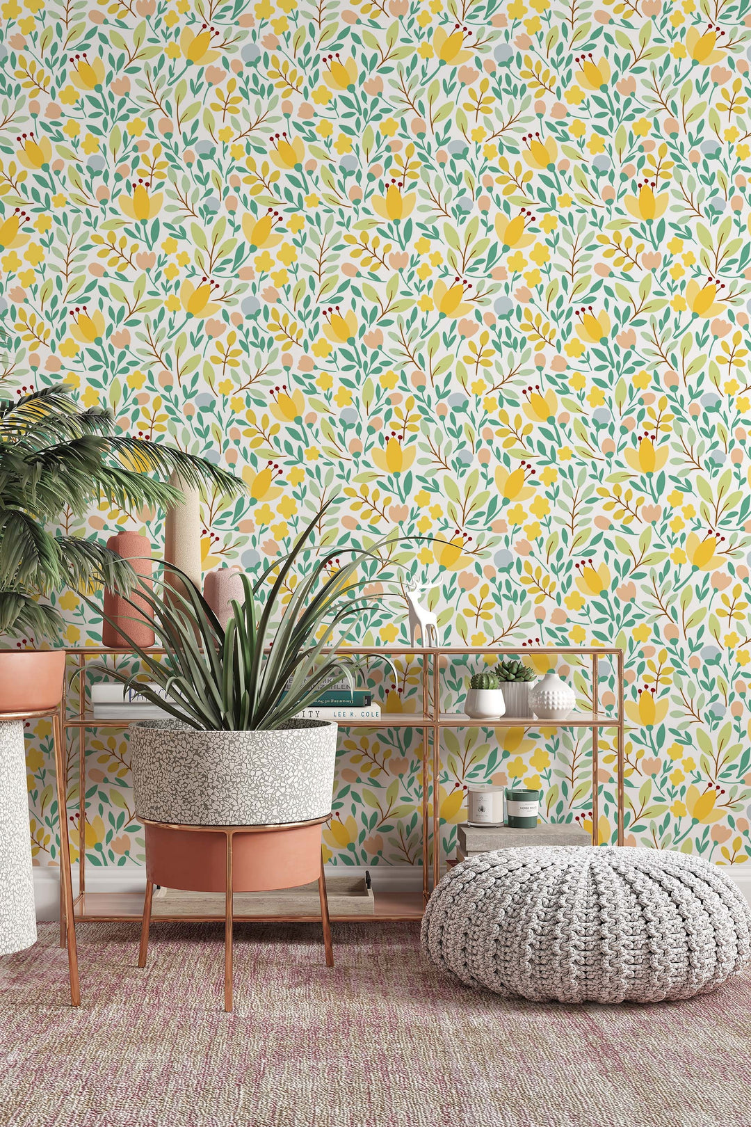 Watercolor Spring  flowers  - Peel and stick wallpaper, Removable , traditional wallpaper - #53283 /1040