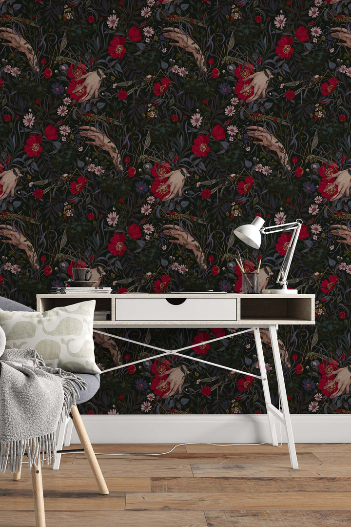 EXCLUSIVE wallpaper Pattern, mystical flowers - Peel and stick and traditional wallpaper - #53310 /1040