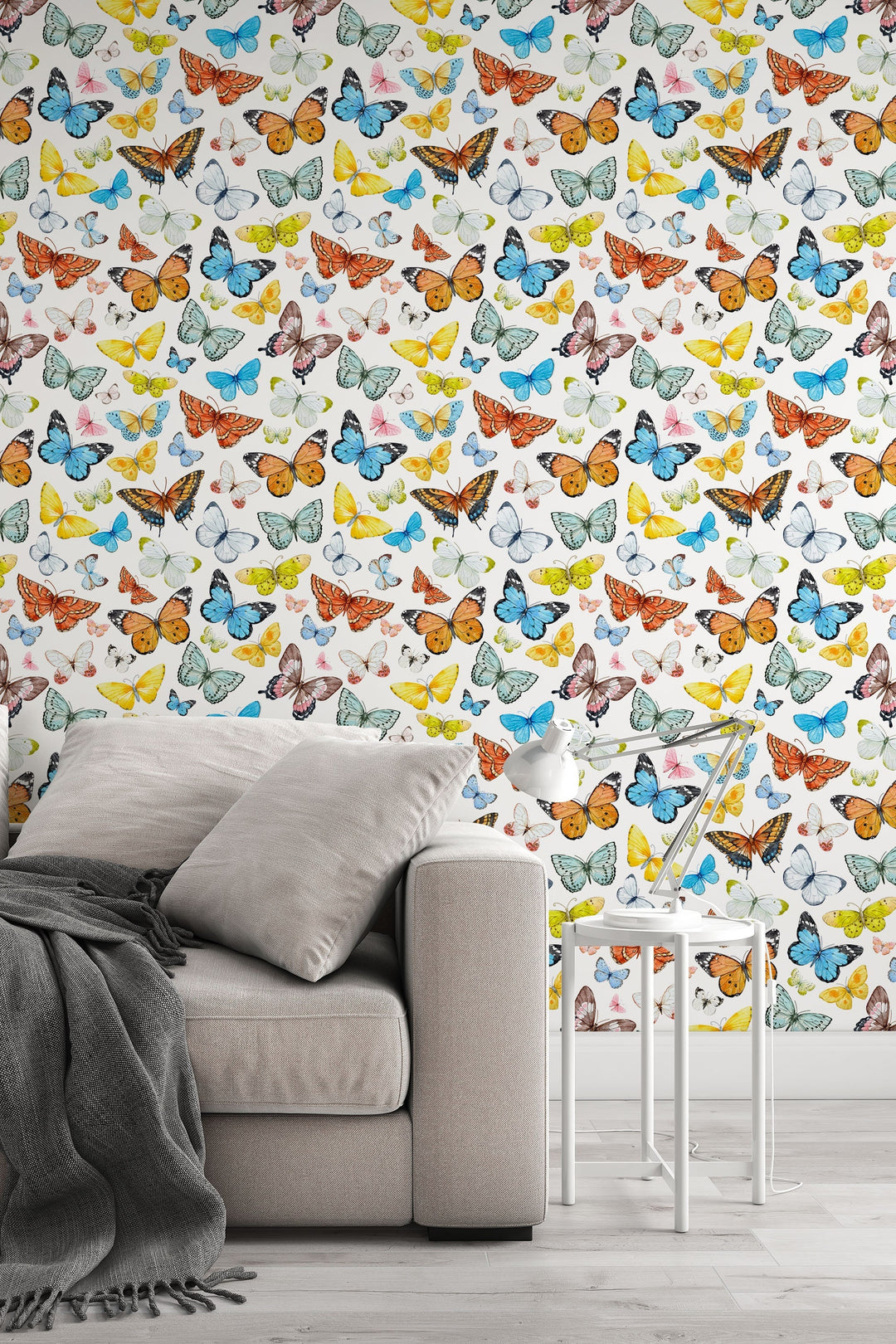 Exotic Butterflies on White Blue Background - Self Adhesive