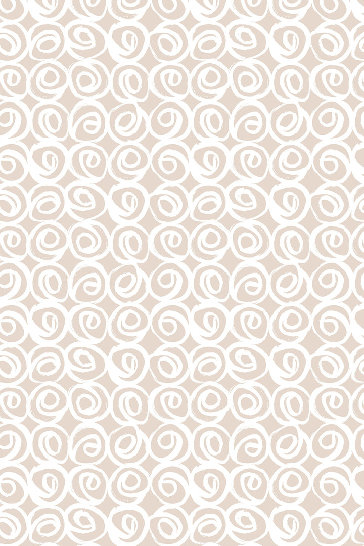 Boho design, spirals on beige background, abstract shapes  - Peel and stick wallpaper, Removable , traditional wallpaper - #53046 /1040