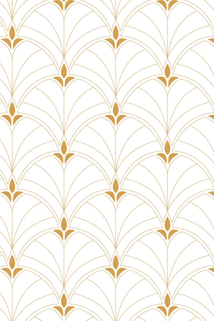 Art Deco tulip on white background Self Adhesive Traditional and Peel and Stick Wallpaper #3316