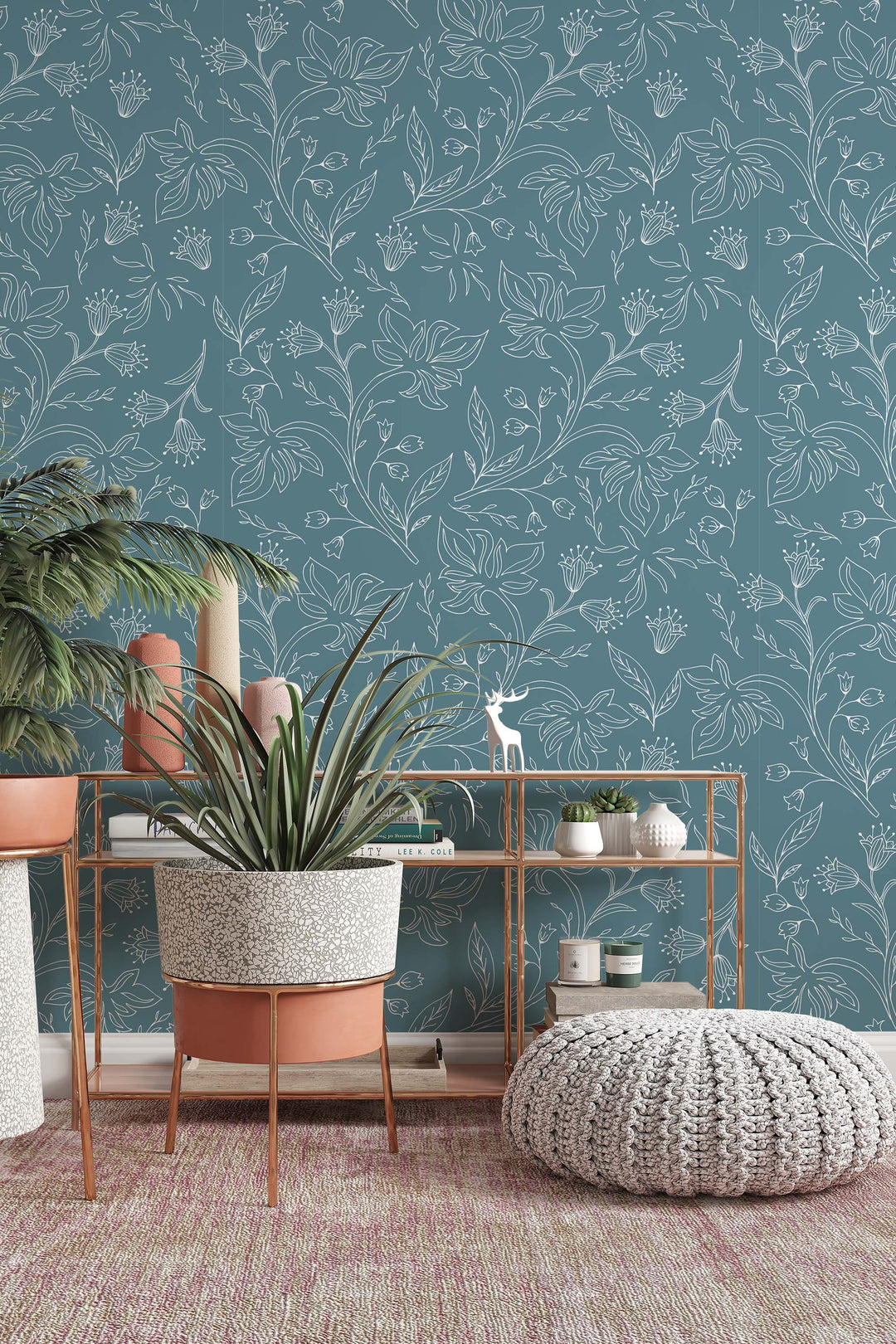 Floral pattern, herbs and flowers in the garden - Peel & Stick Wallpaper - Removable Self Adhesive and Traditional wallpaper #533100 /1040