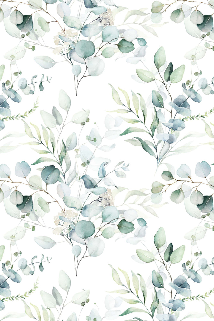 Eucalyptus leaves, botanical design, floral, boho, watercolor  - Peel and stick wallpaper, Removable , traditional wallpaper - #53307 /1040