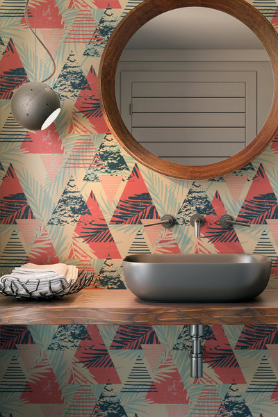 Modern design, multicolor, abstract shapes  -Self Adhesive Traditional Peel and stick wallpaper 53031 /1040