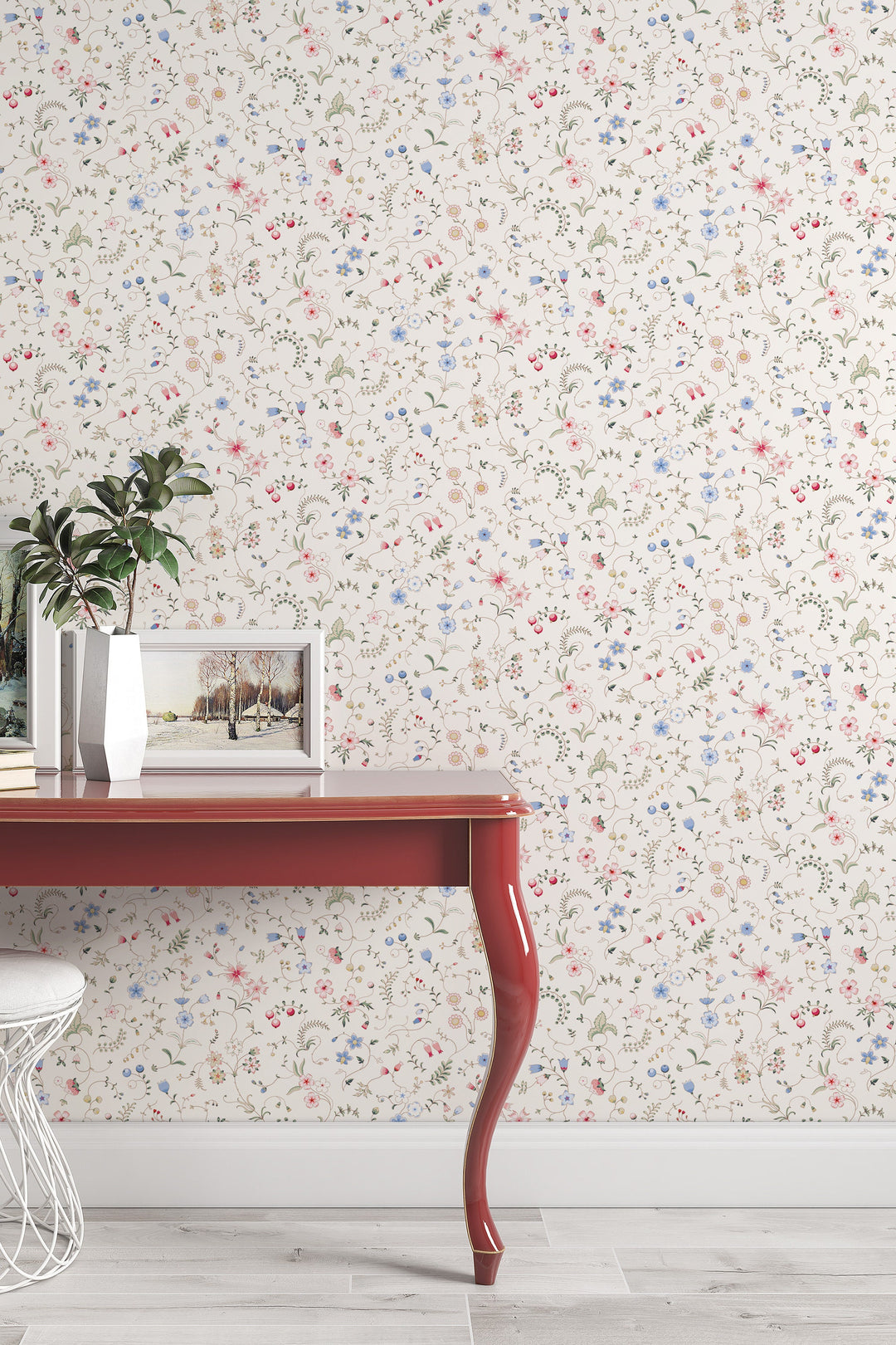 Small multicolor flowers Peel and Stick wallpaper wall