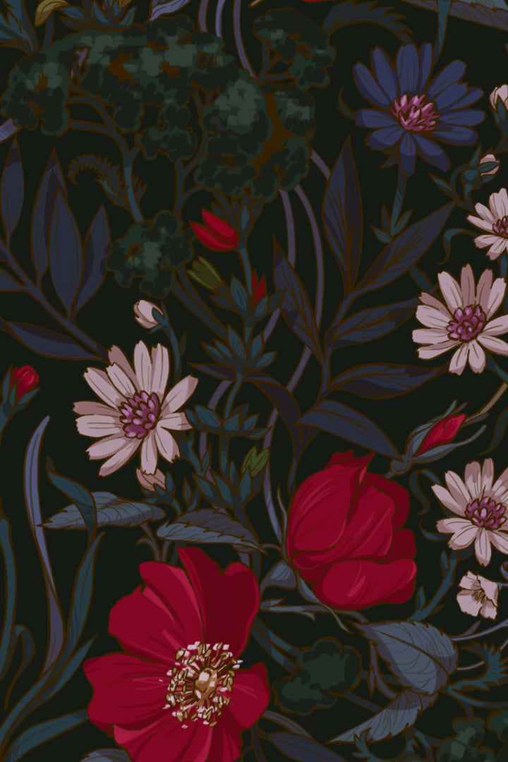 Exclusive floral on black background abstract wallpaper