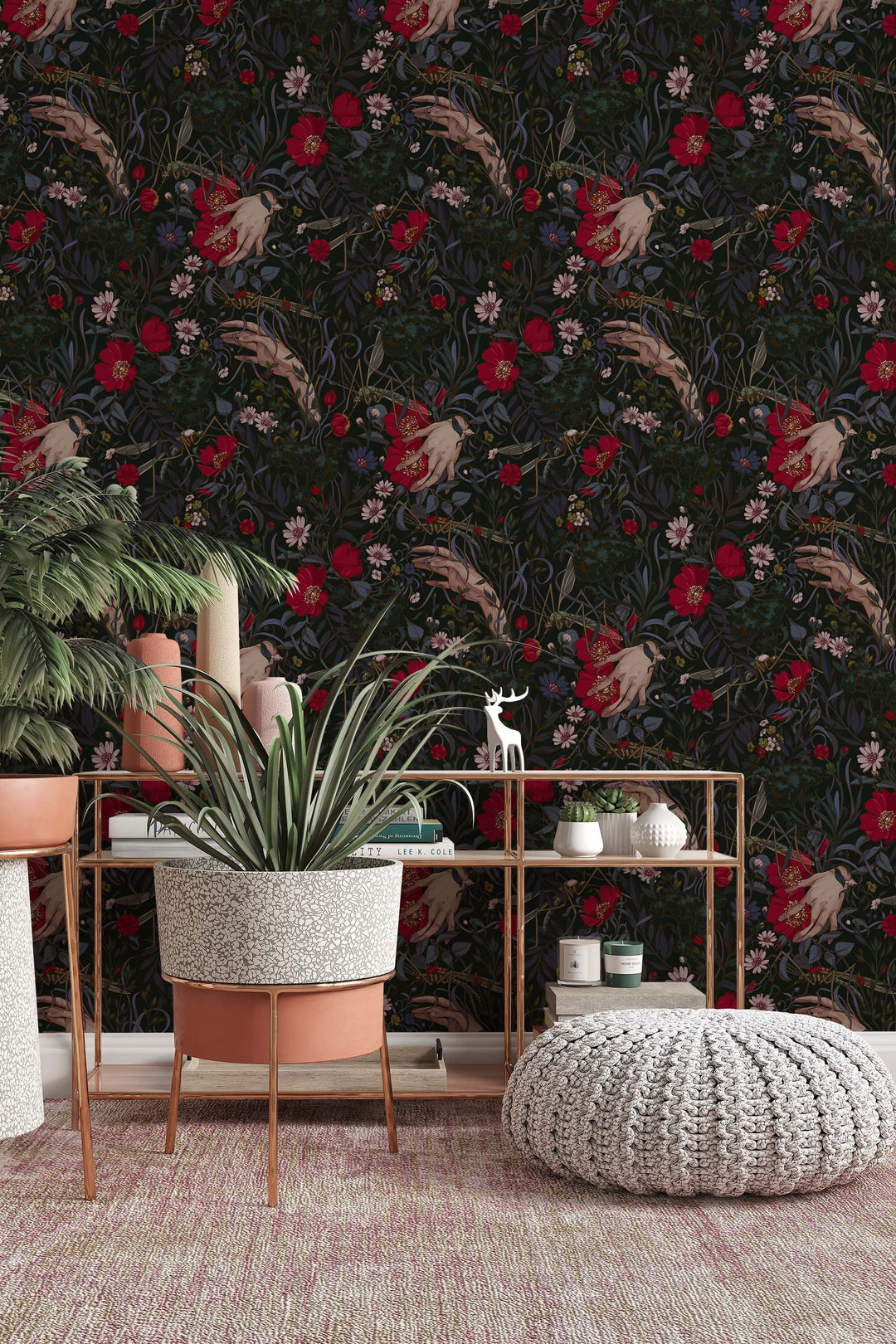 EXCLUSIVE wallpaper Pattern, mystical flowers - Peel and stick and traditional wallpaper - #53310 /1040