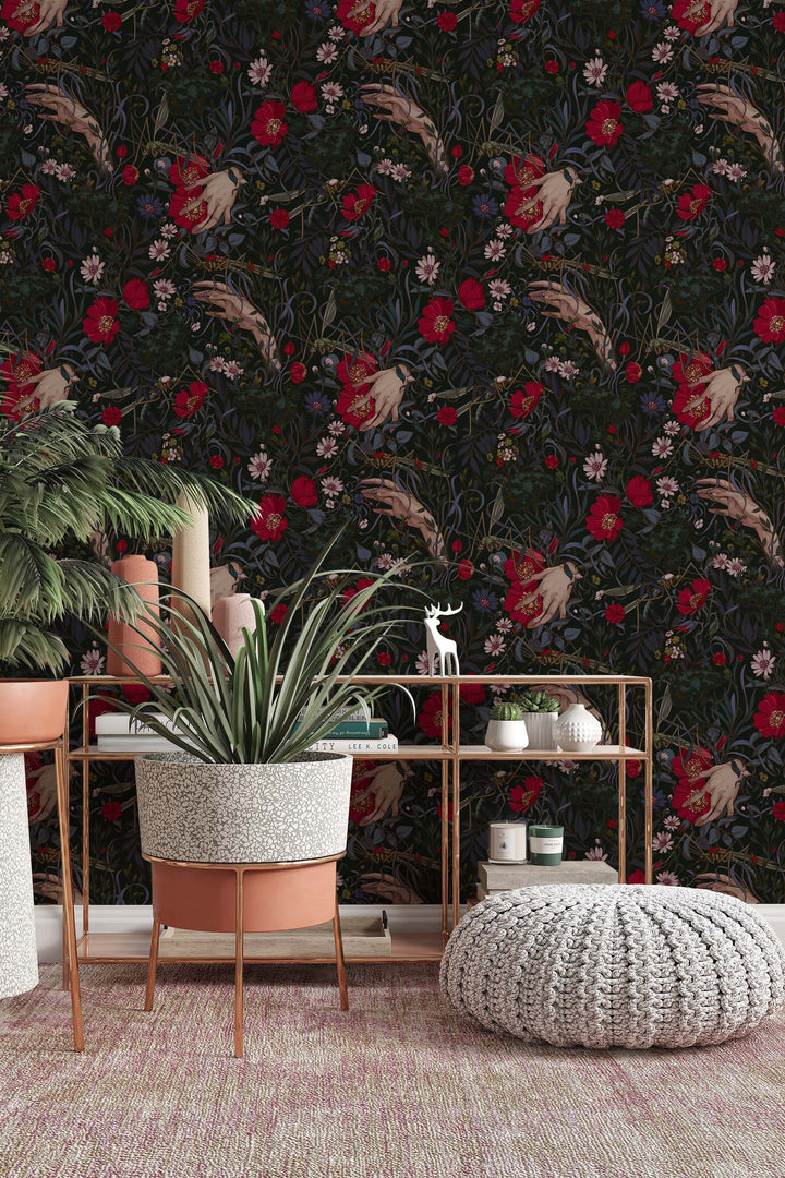 EXCLUSIVE wallpaper Pattern, mystical flowers - Peel and stick and traditional wallpaper - #53310 /1040