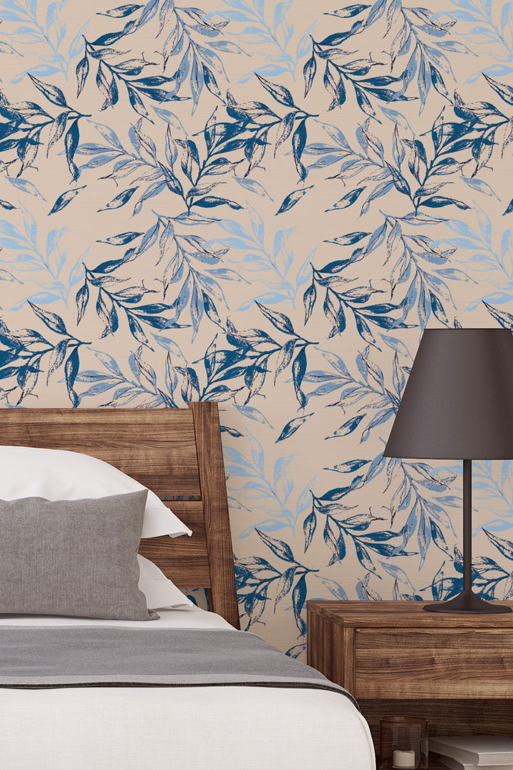 Abstract leaves on Beige Background Vinyl Wallpaper 3322