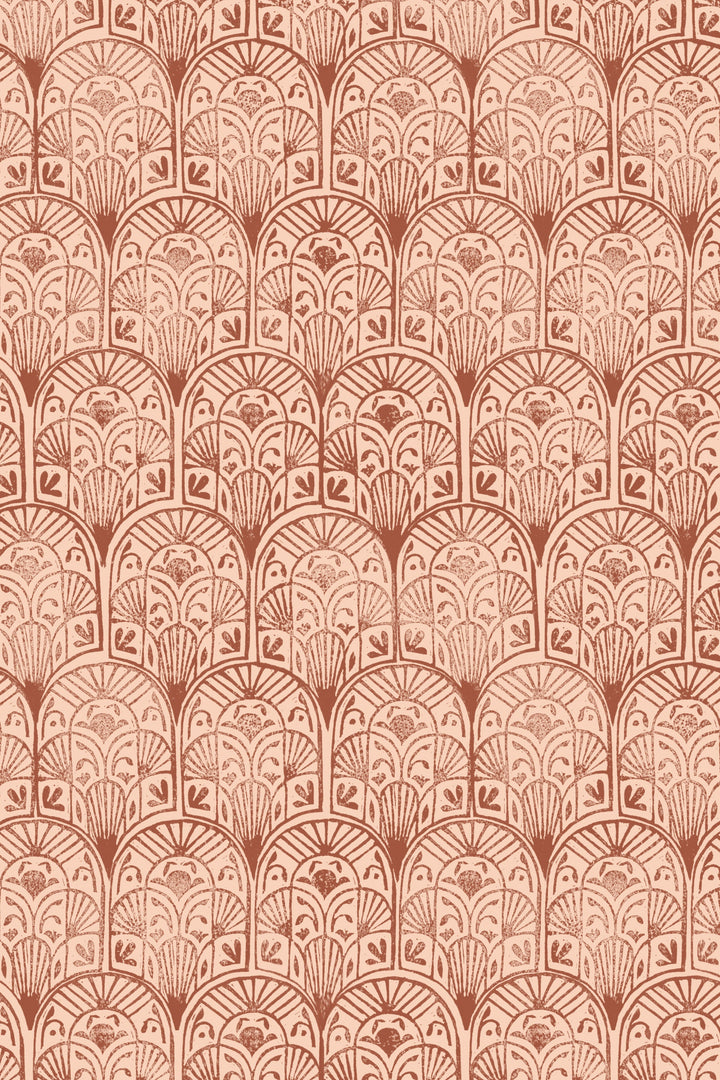 Red stamps, geometric pattern - Peel & Stick Wallpaper - Removable Self Adhesive and Traditional wallpaper #53225 /1040