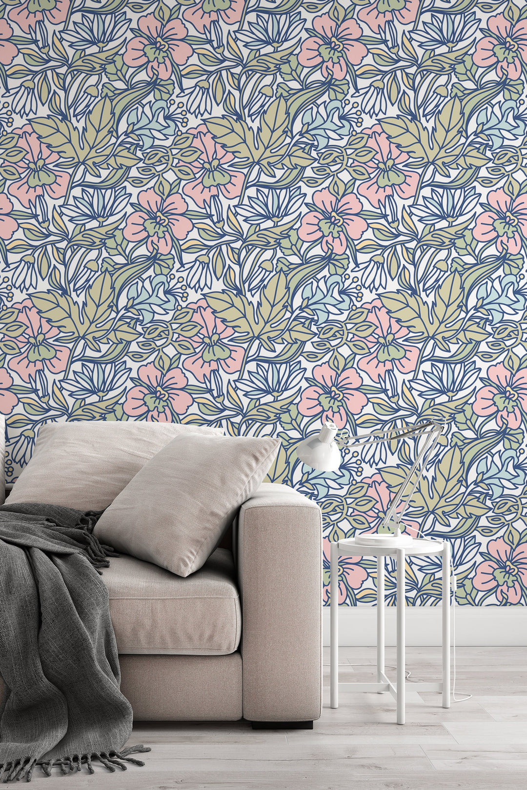 Spring garden and multicolor flowers - Removable Self Adhesive pattern wallpaper #3077 /1040