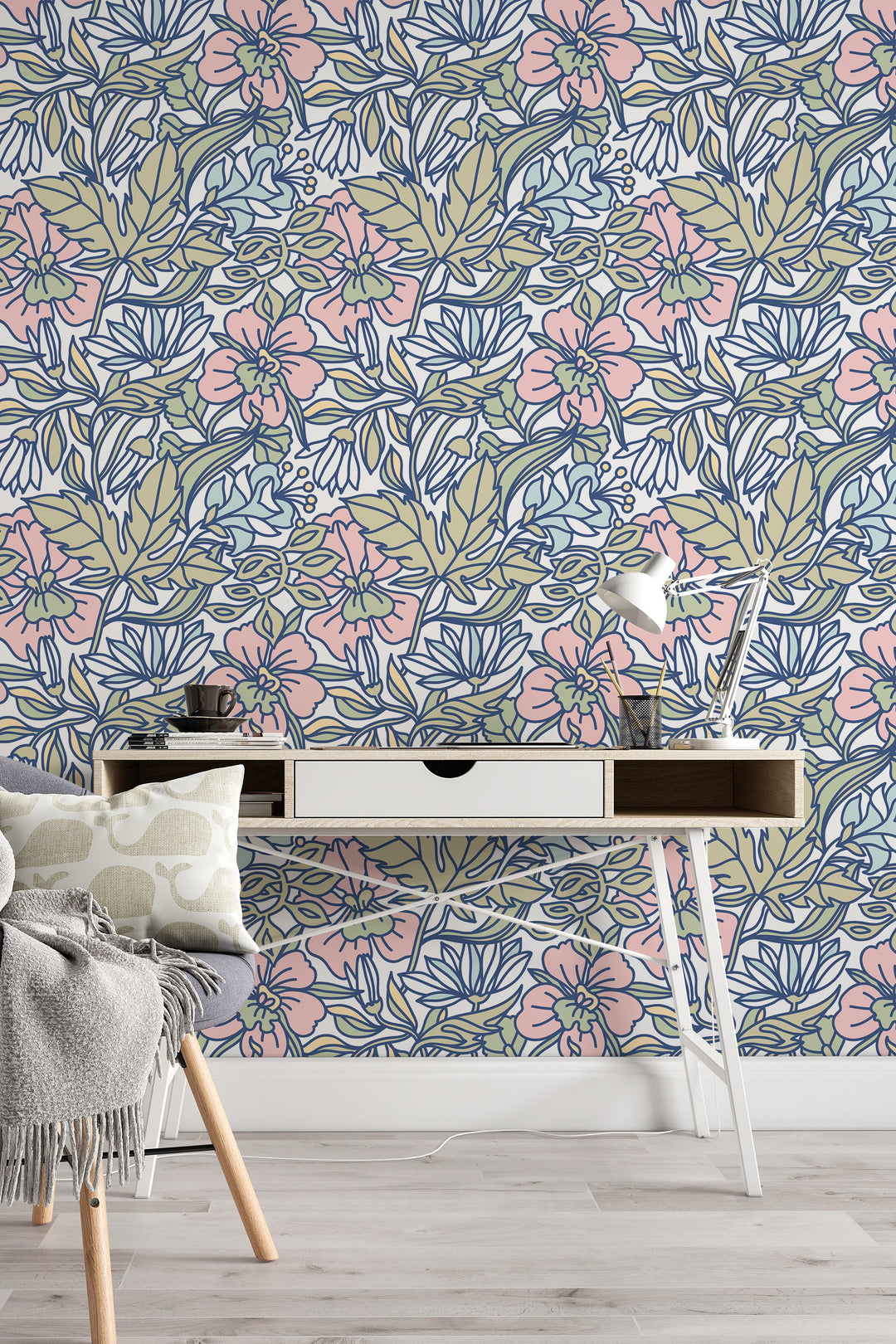 Spring garden and multicolor flowers - Removable Self Adhesive pattern wallpaper #3077 /1040