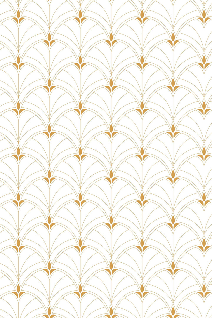 Art Deco tulip on white background Self Adhesive Traditional and Peel and Stick Wallpaper #3316