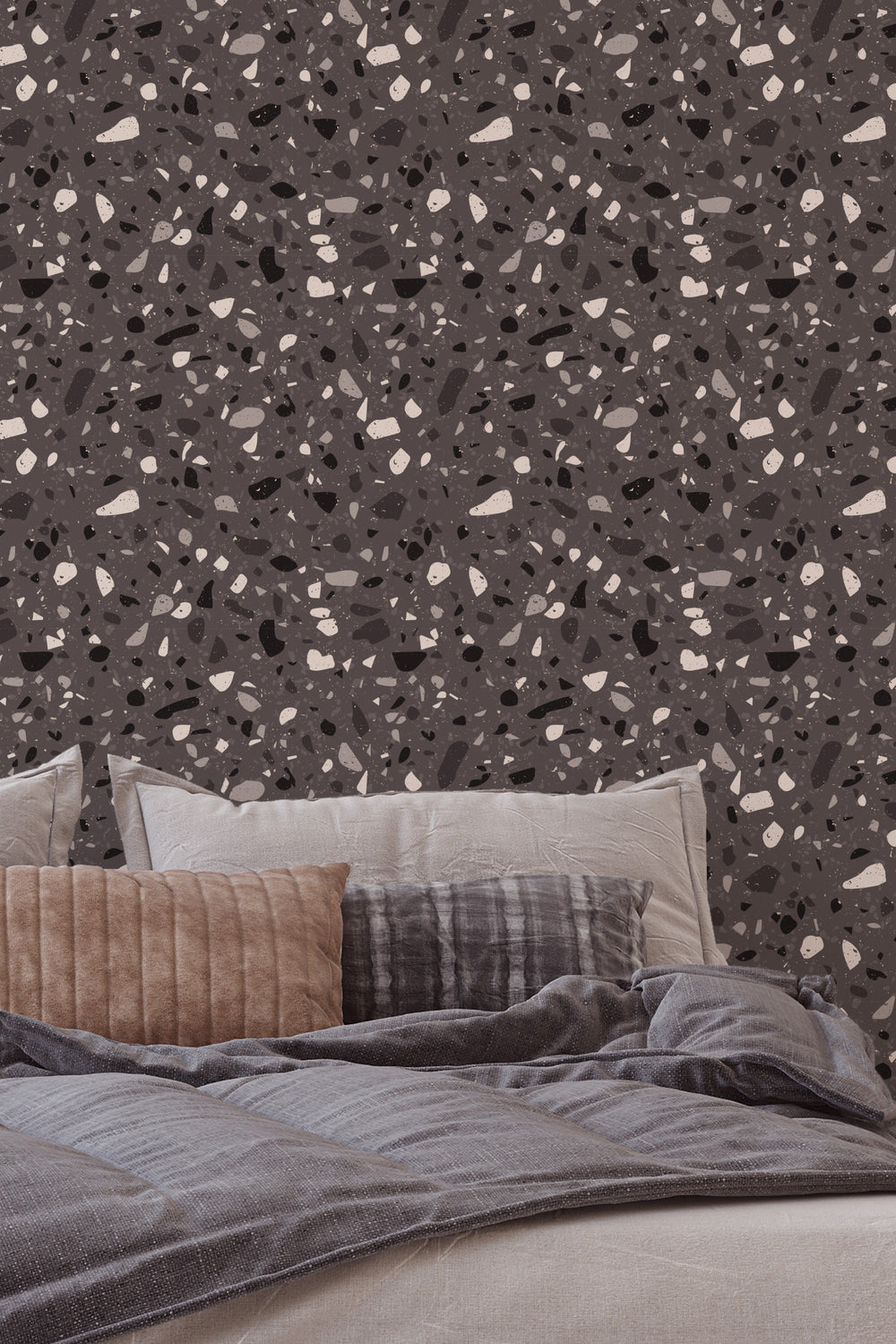 Dark Terrazzo Wallpaper badroom