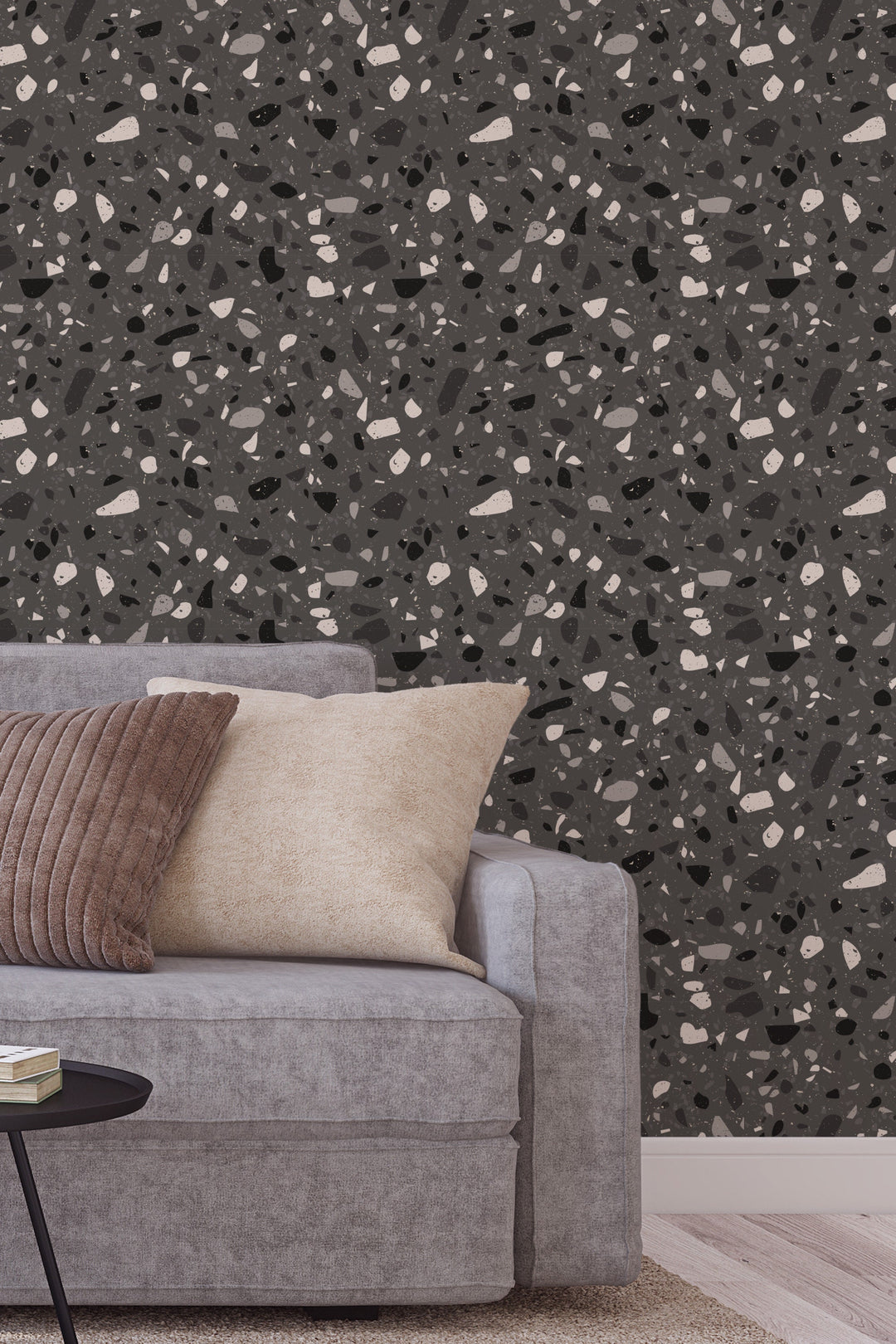 Dark Terrazzo Wallpaper self adhesive living room