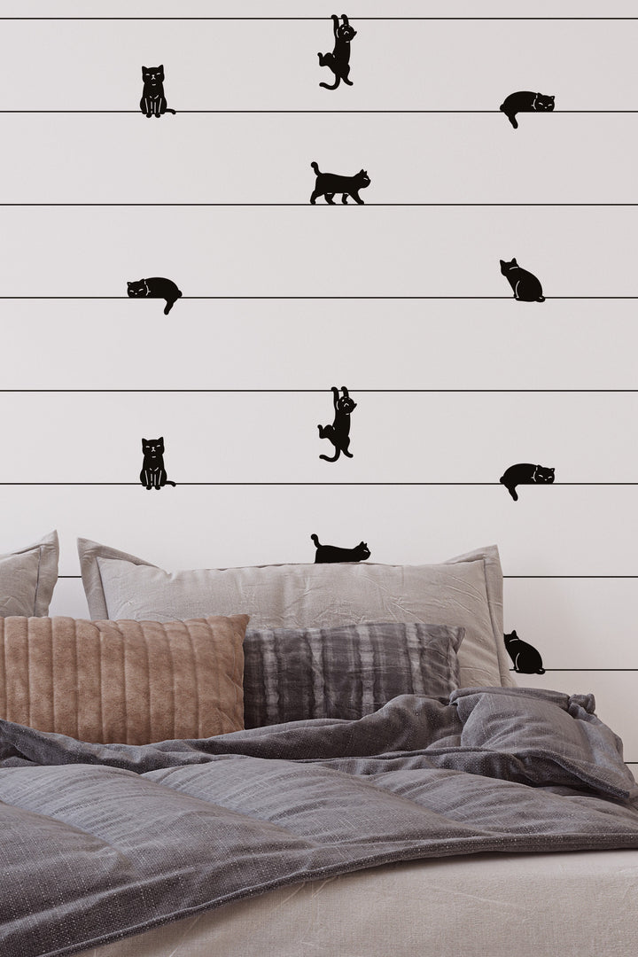 Cats play, abstract design, animals wallpaper  - Peel and stick wallpaper, Removable , traditional wallpaper - #53315 /1040