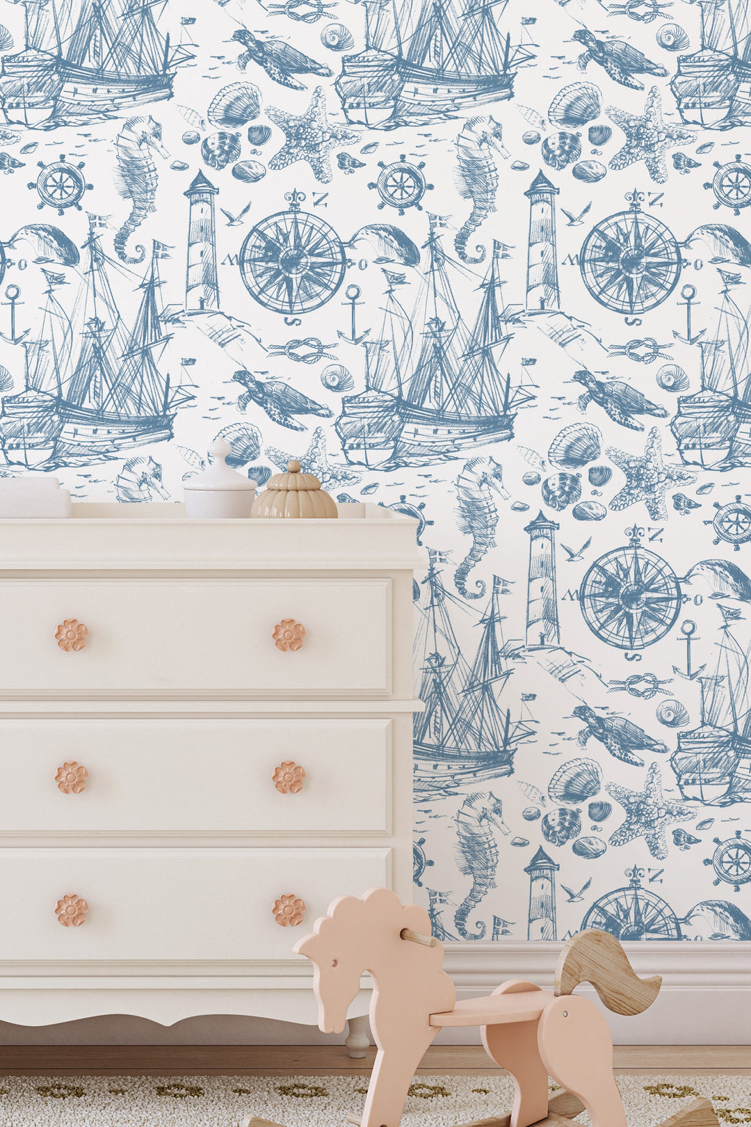 Ocean waves, ship, sea life - Removable Self Adhesive pattern wallpaper #53316 /1040