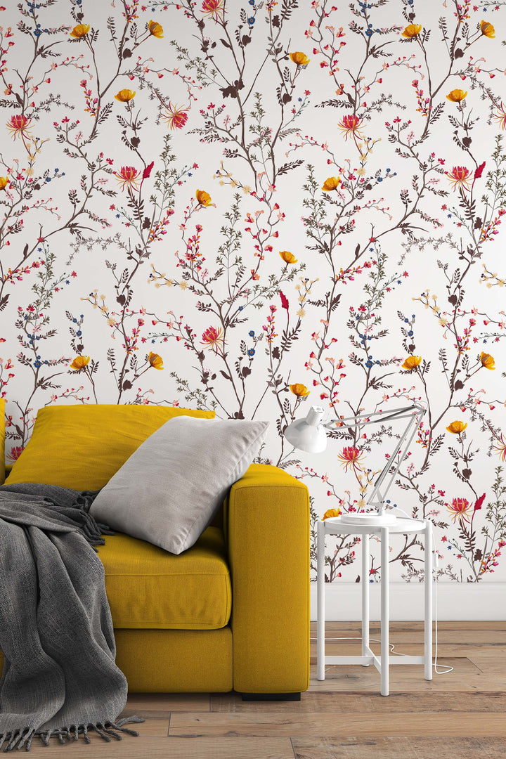 Herbs and Flowers Peel and Stick Wallpaper - Removable Self Adhesive and Traditional wallpaper #53318 /1040