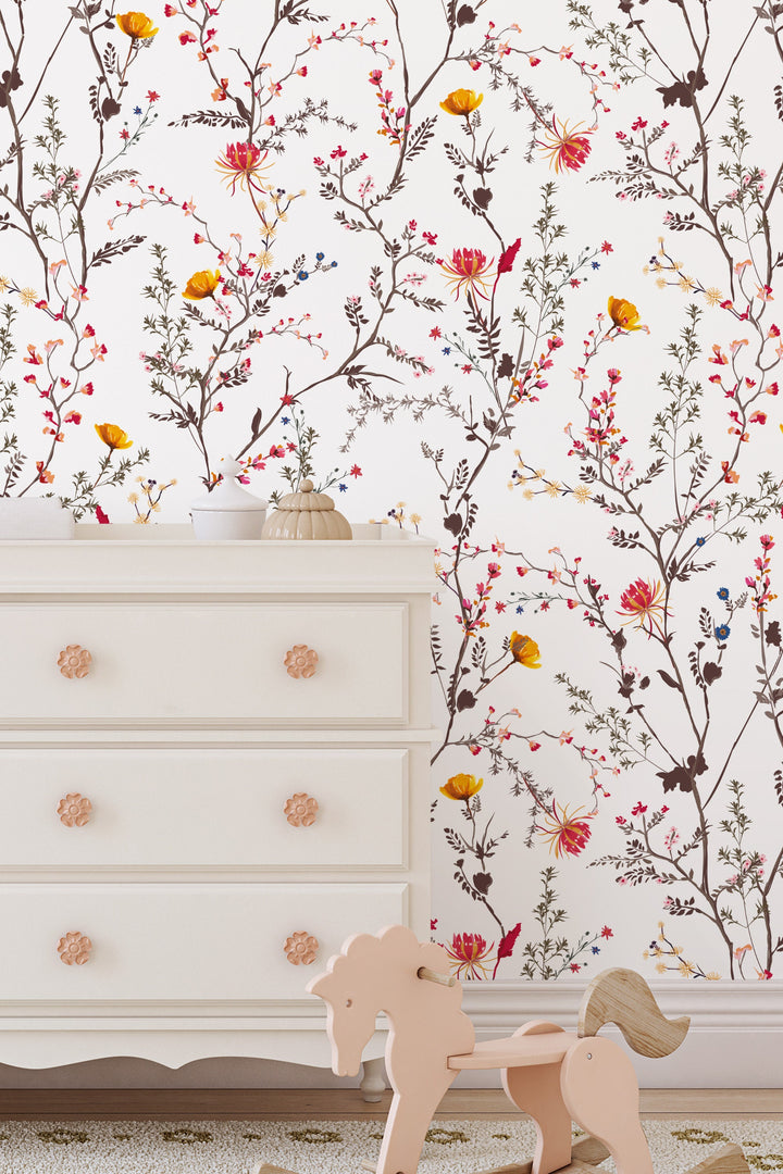 Herbs and Flowers Peel and Stick Wallpaper - Removable Self Adhesive and Traditional wallpaper #53318 /1040