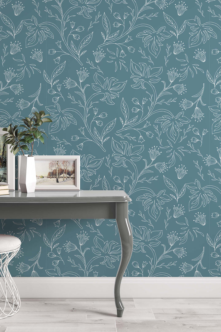 Floral pattern, herbs and flowers in the garden - Peel & Stick Wallpaper - Removable Self Adhesive and Traditional wallpaper #533100 /1040