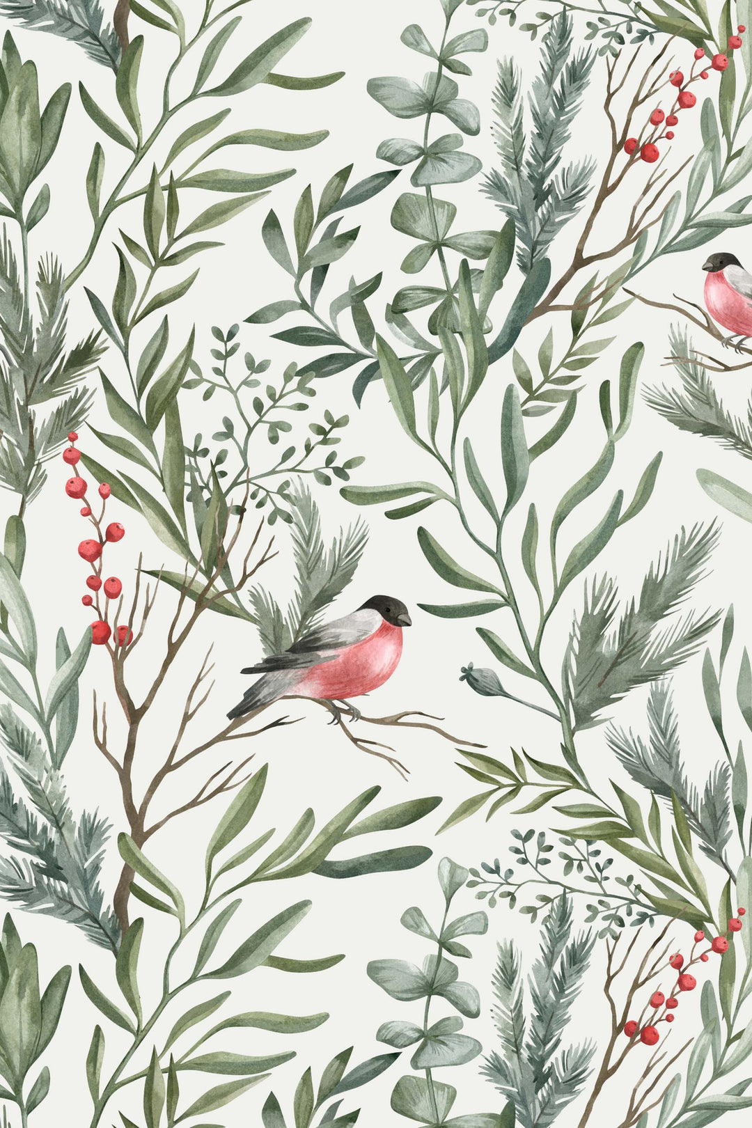 Removable Wallpaper, California Wallpaper, Temporary Wallpaper, Peel and Stick Wallpaper,  Birds on the branch, birds design #53312 /1040