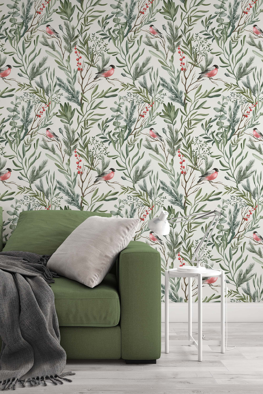 Removable Wallpaper, California Wallpaper, Temporary Wallpaper, Peel and Stick Wallpaper,  Birds on the branch, birds design #53312 /1040