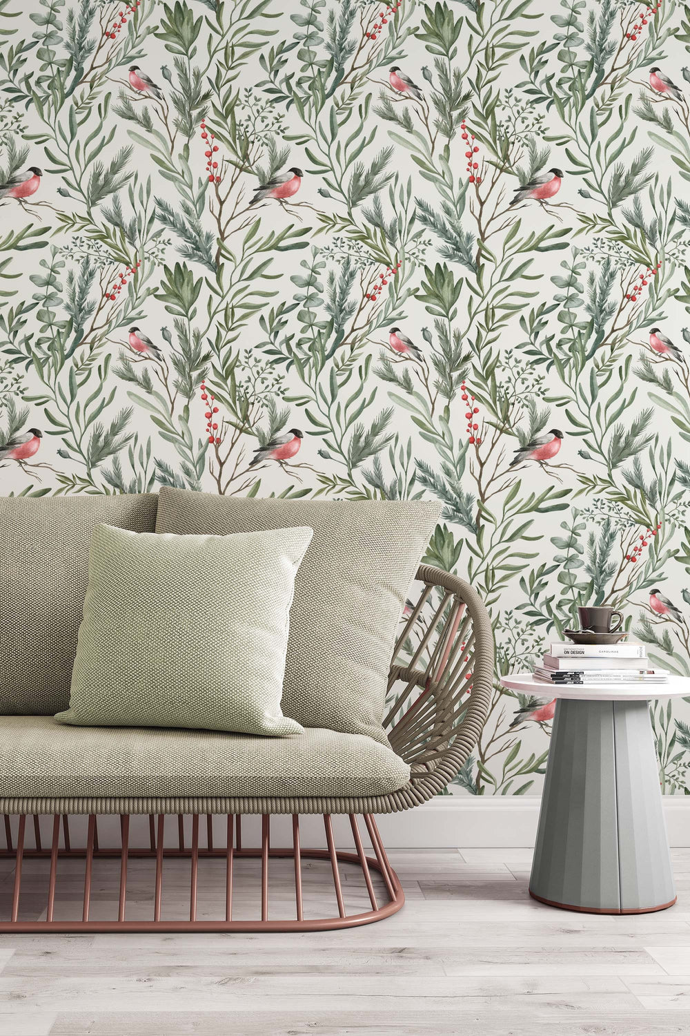 Removable Wallpaper, California Wallpaper, Temporary Wallpaper, Peel and Stick Wallpaper,  Birds on the branch, birds design #53312 /1040