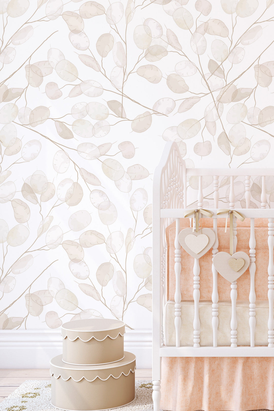 Boho leaves on branches - Peel & Stick Wallpaper