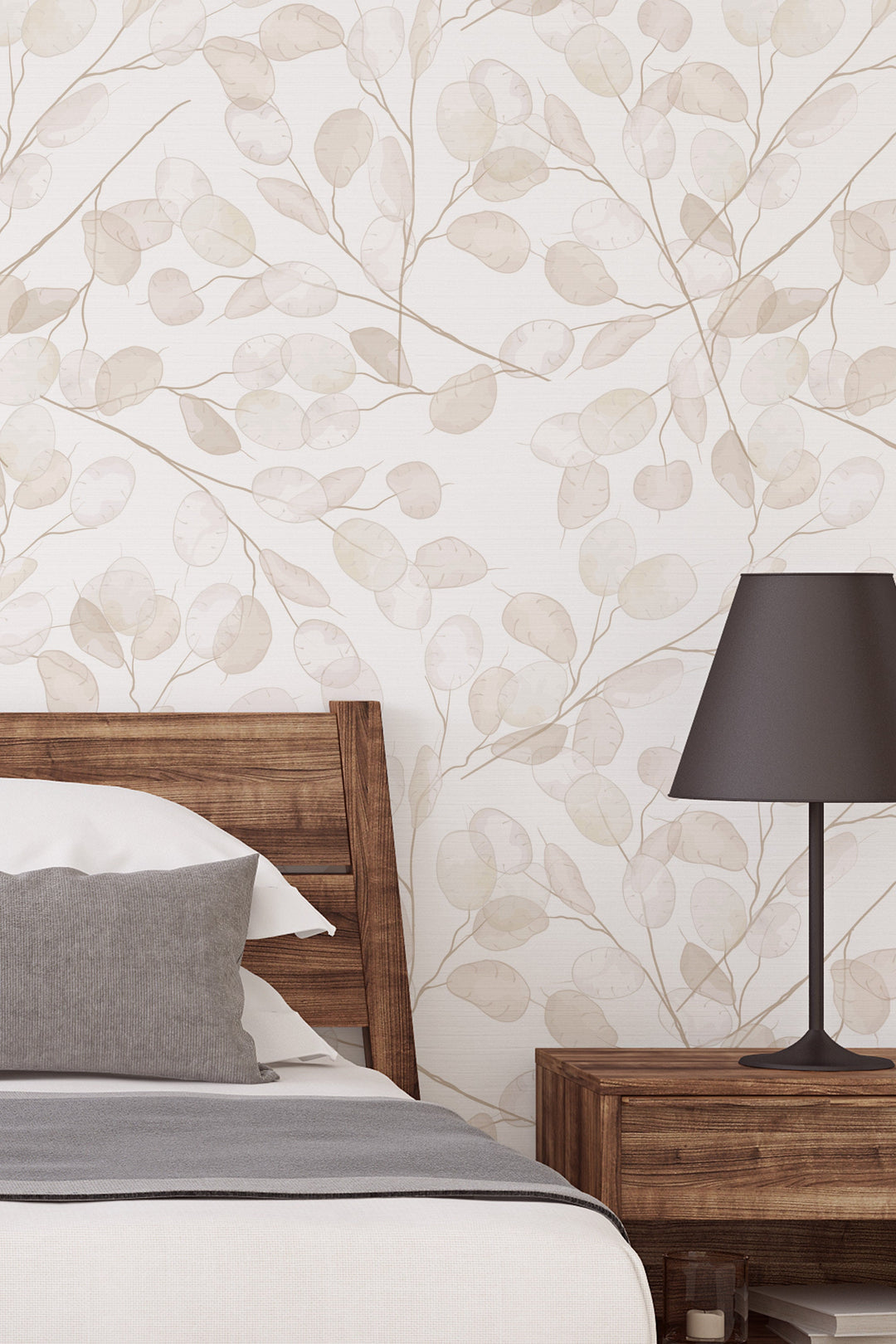 Boho leaves on branches - Peel & Stick Wallpaper