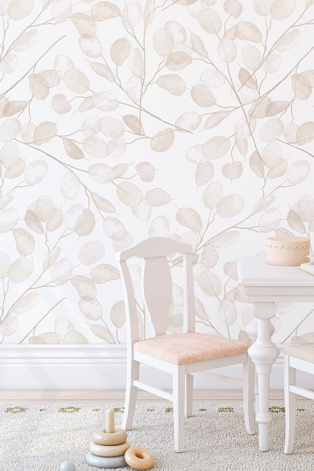 Boho leaves on branches  - Peel & Stick Wallpaper - Removable Self Adhesive Wallpaper design #3321