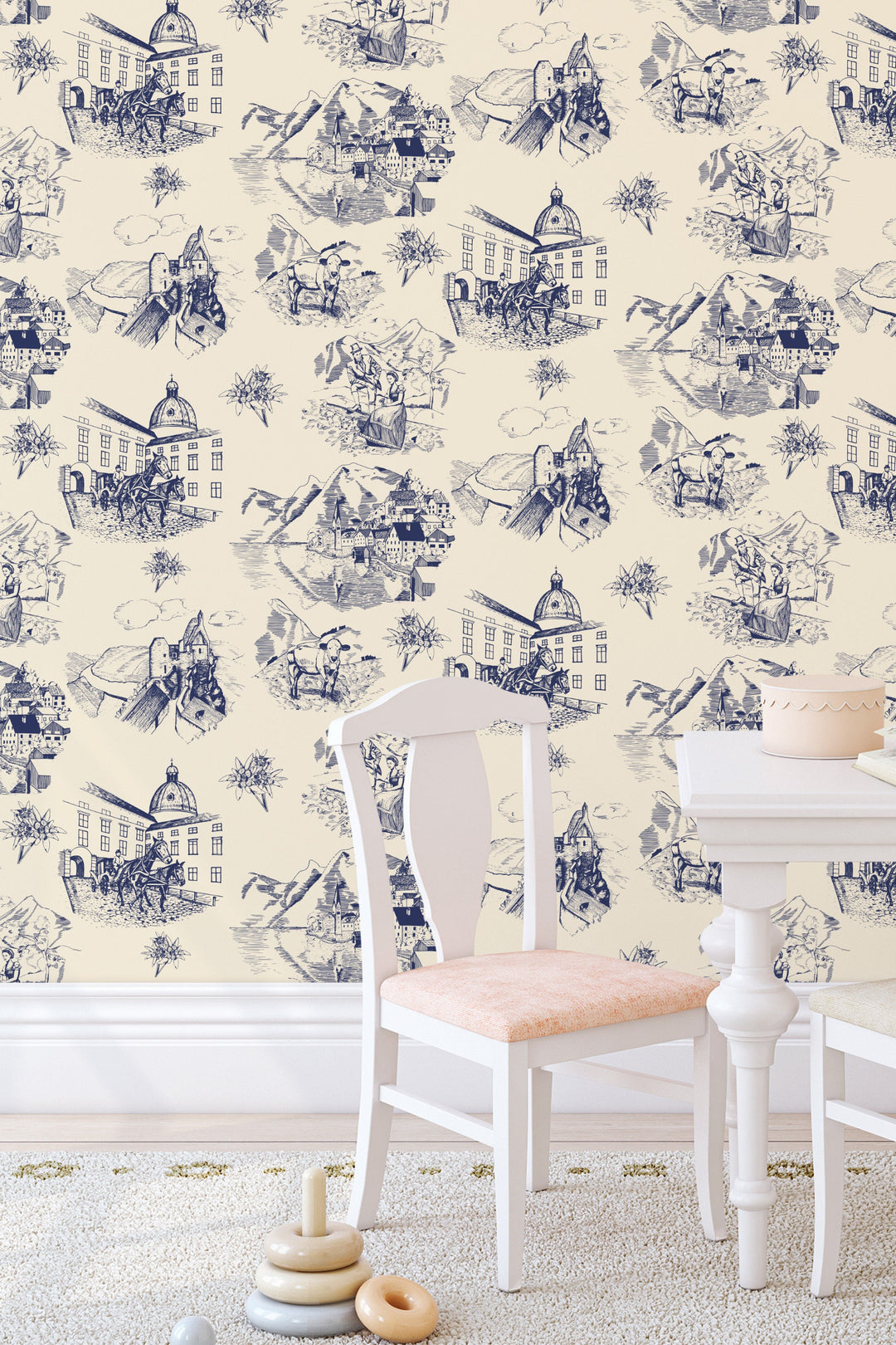 The motifs of alpine mountains, boho design and hand draw - Peel and stick wallpaper, Removable , traditional wallpaper - #53224 /1040