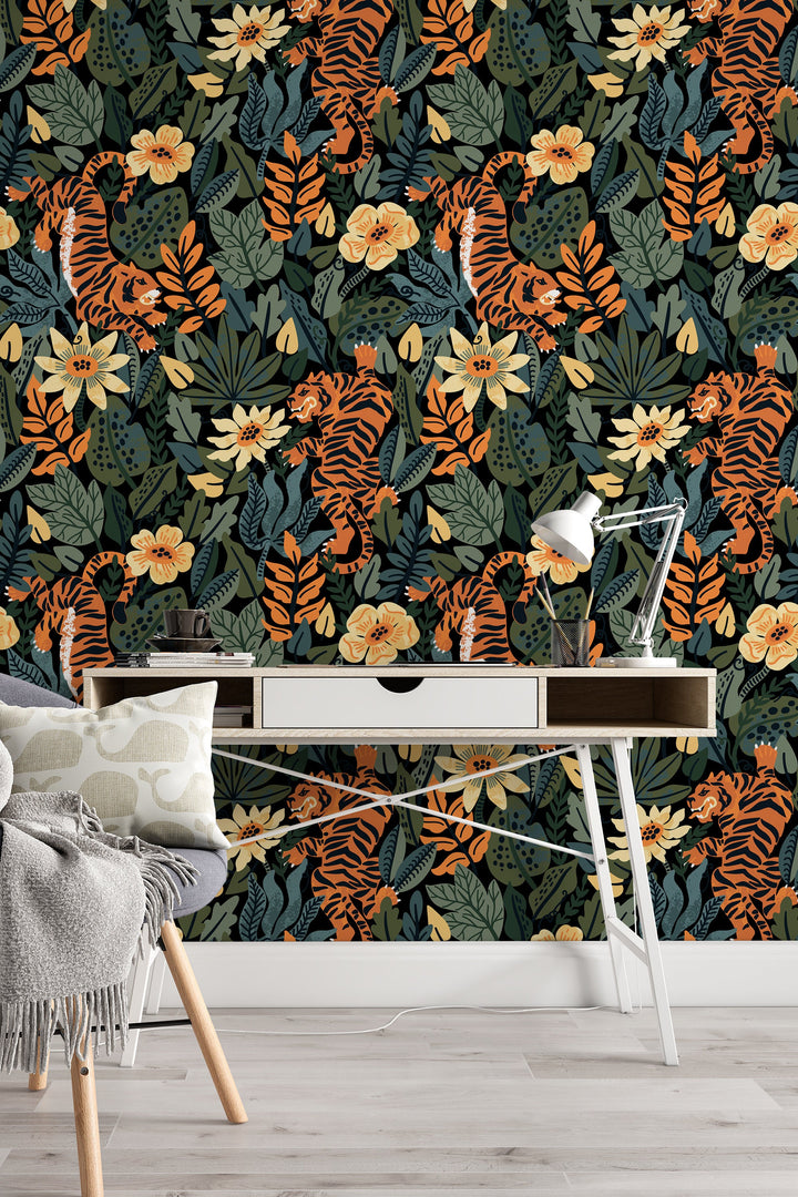 Tiger in the Woods Wallcovering 3095