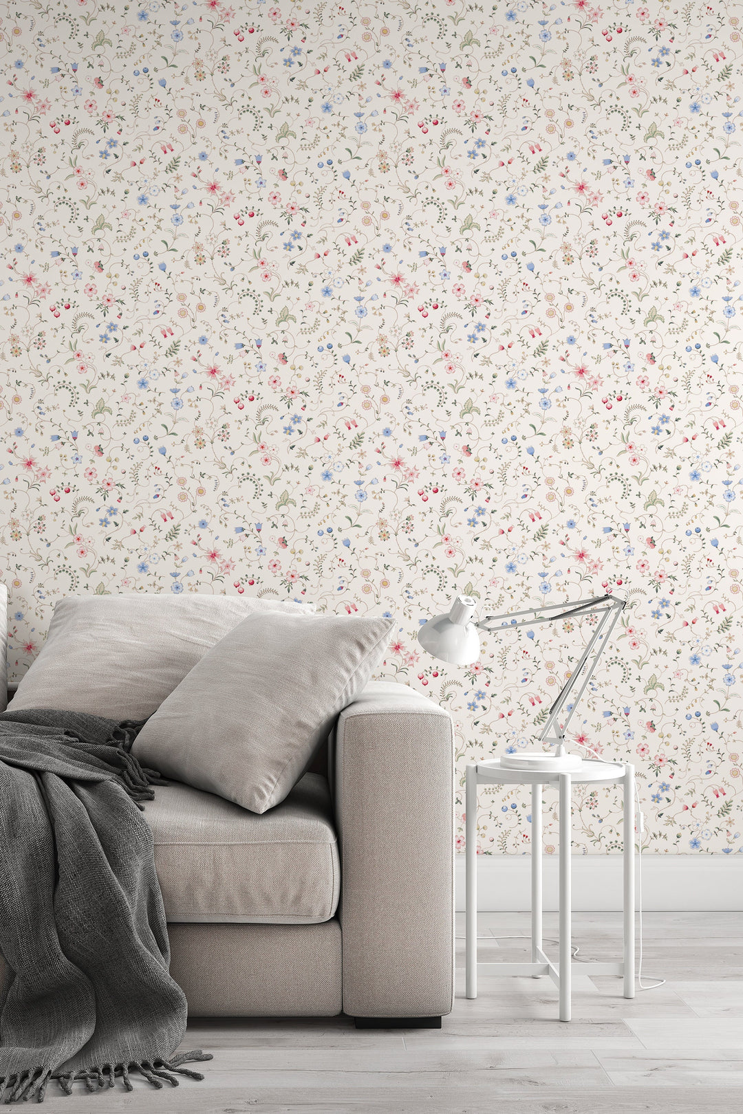 Small multicolor flowers Peel and Stick wallpaper wall