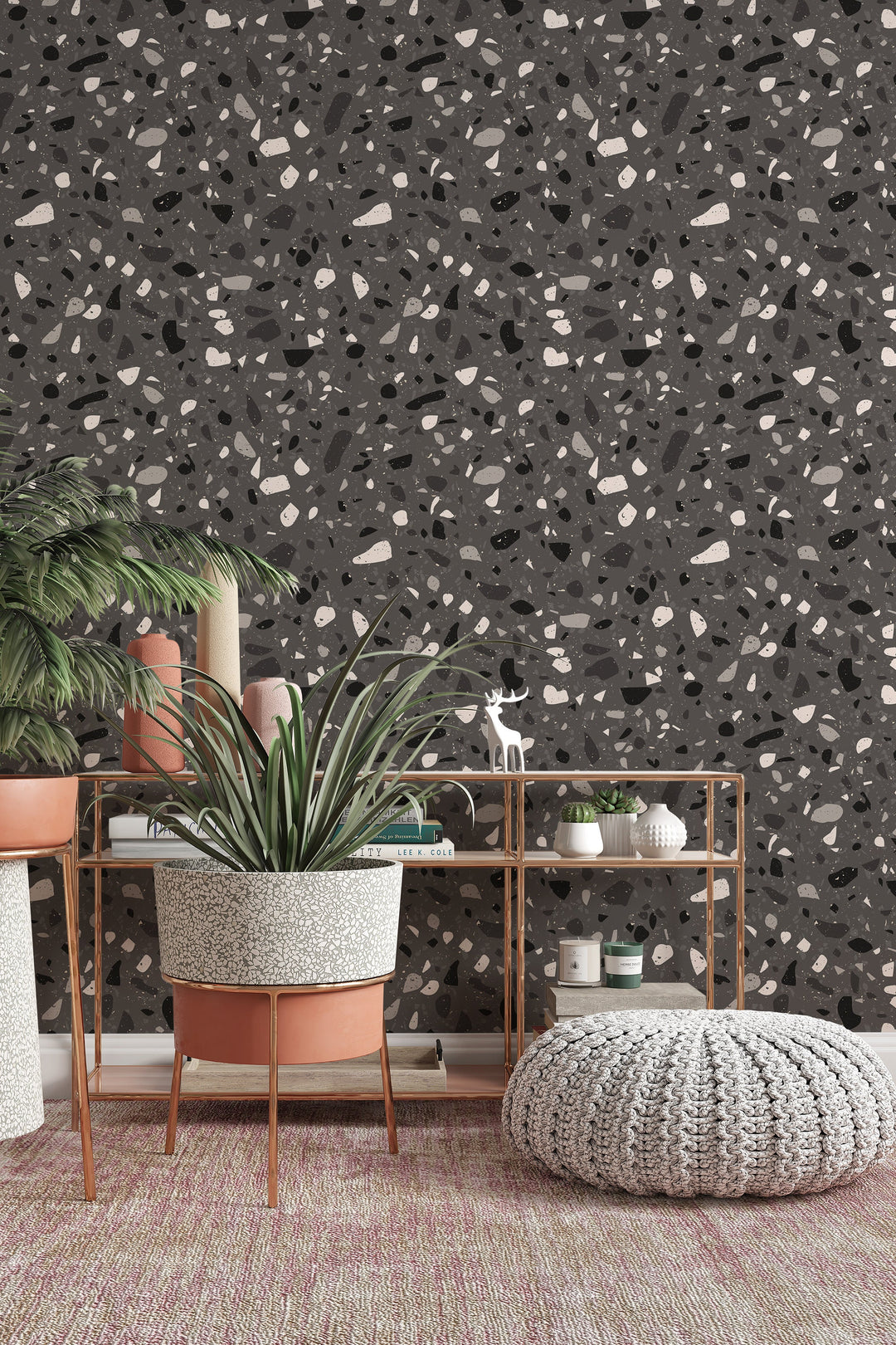 Black Terrazzo Wallpaper