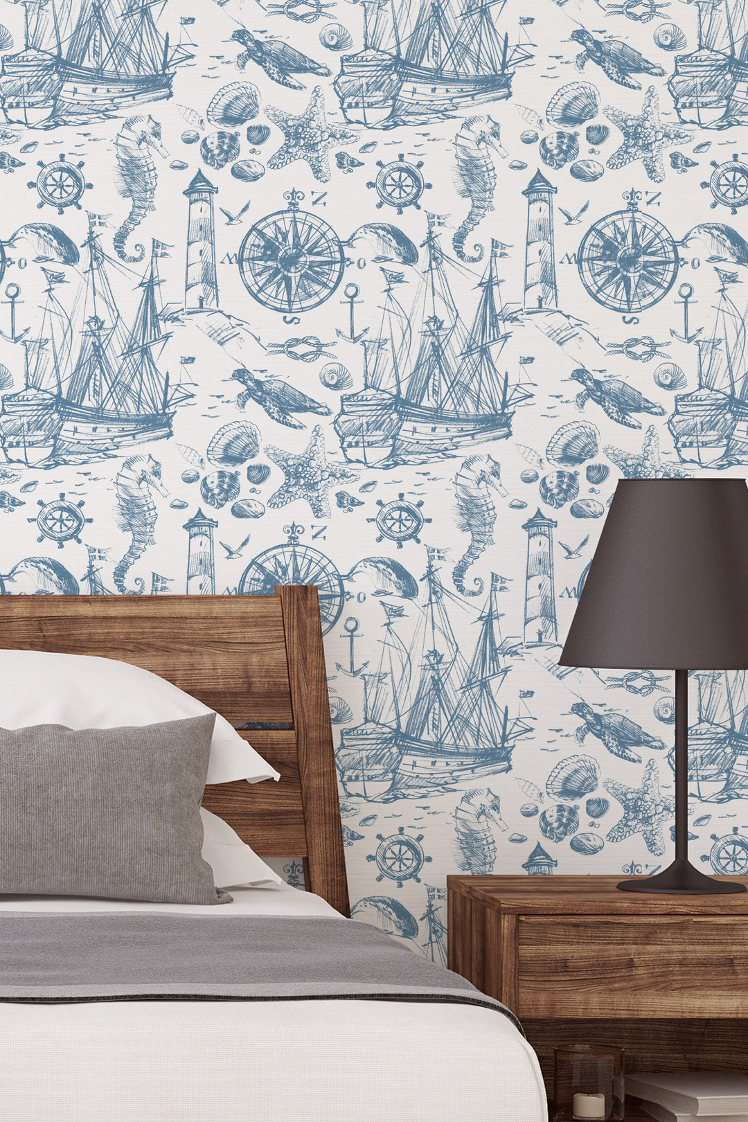 Ocean waves, ship, sea life - Removable Self Adhesive pattern wallpaper #53316 /1040