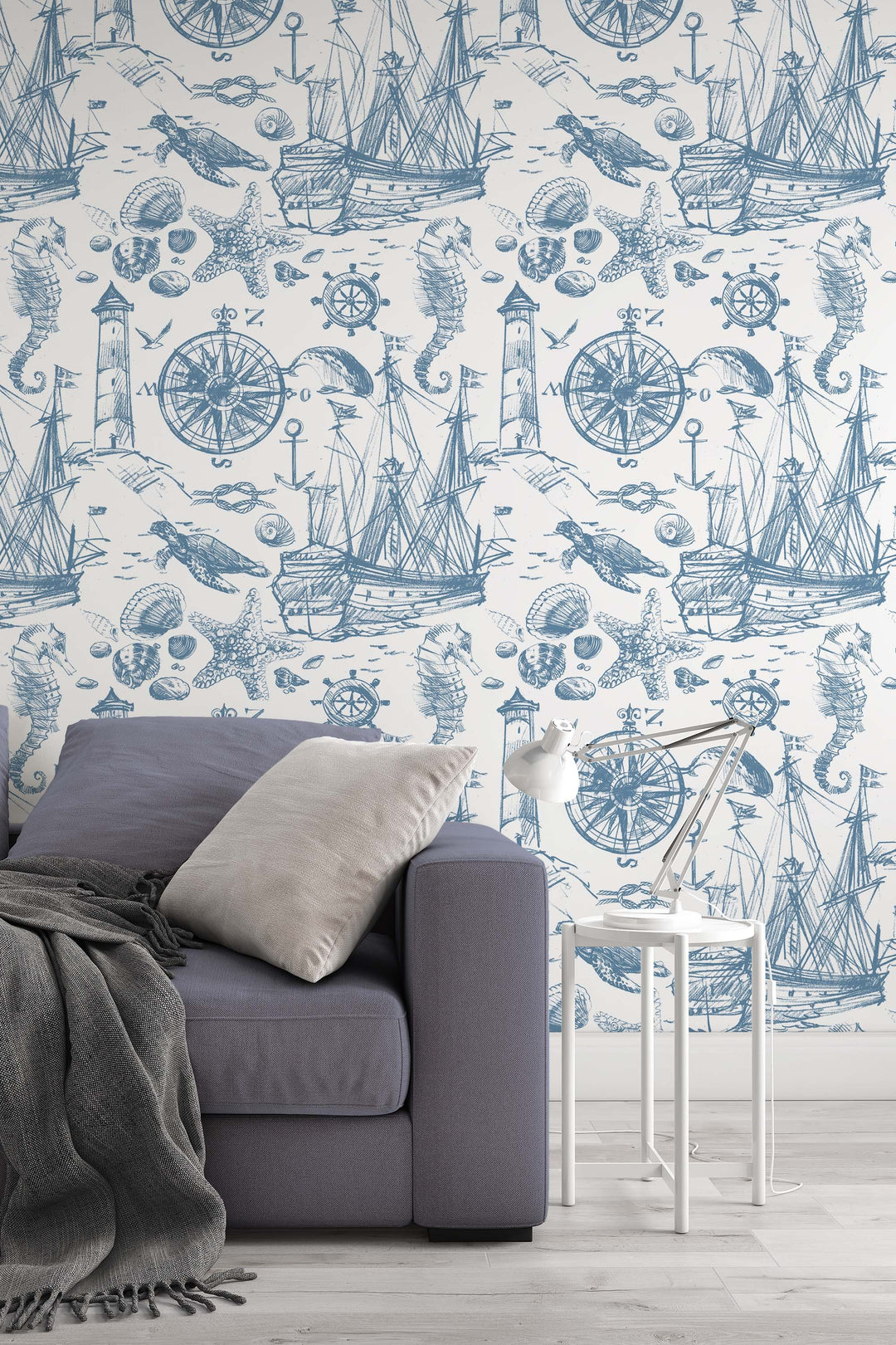 Ocean waves, ship, sea life - Removable Self Adhesive pattern wallpaper #53316 /1040