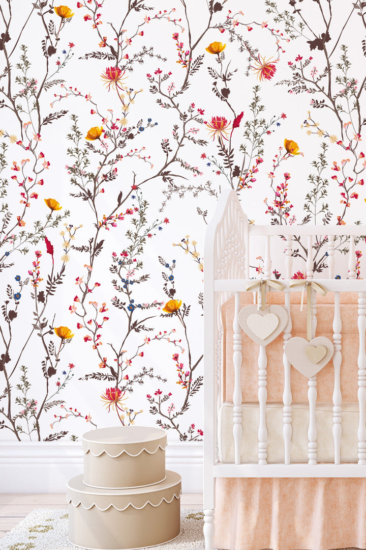 Herbs and Flowers Peel and Stick Wallpaper - Removable Self Adhesive and Traditional wallpaper #53318 /1040